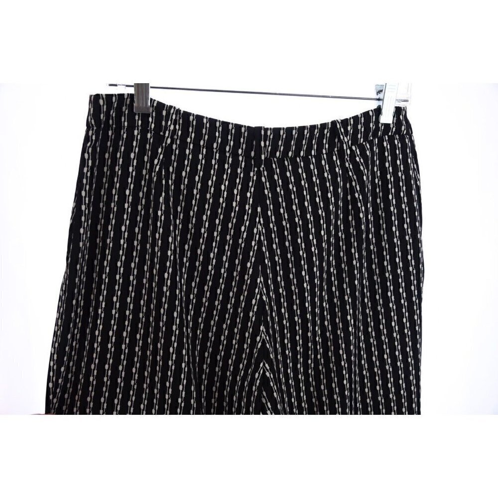 MNG Suit Collection Womens Loose Silky Pants Trousers Striped Black Sz 6 Small